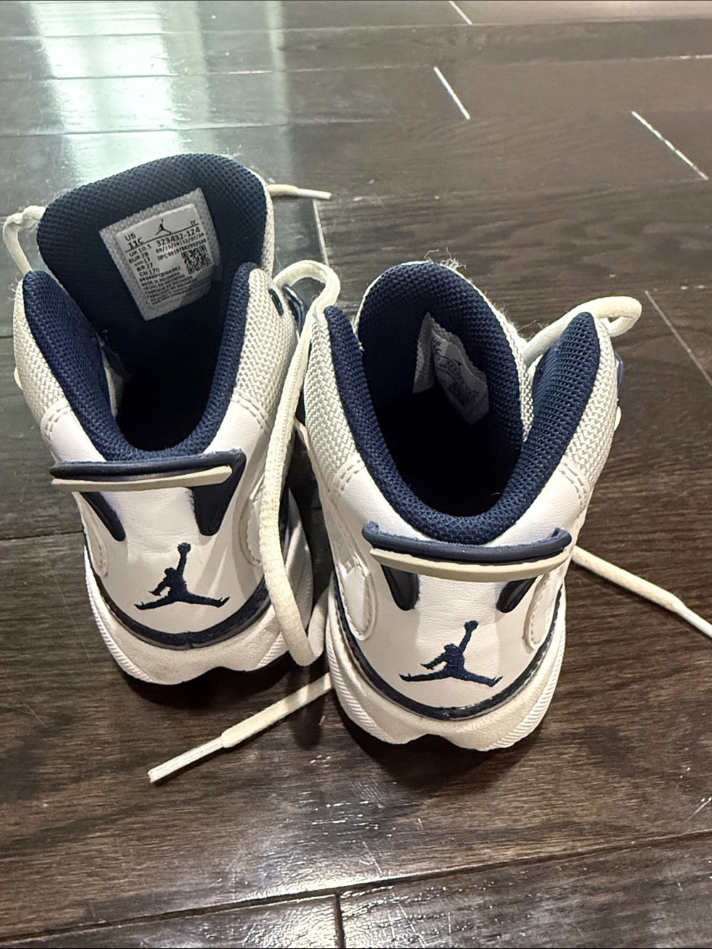Jordan Kids Navy and White Jumpman High-Top Sneakers - Picture 6 of 7